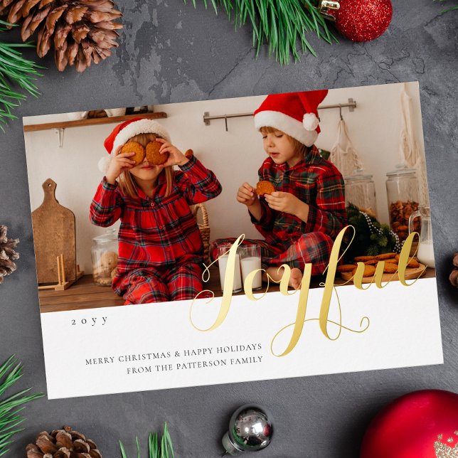 Invitation En Aluminium Joyeux Noël Famille Photo Script moderne (Créateur téléchargé)