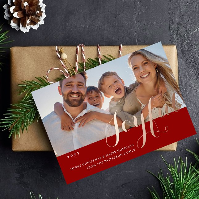Invitation En Aluminium Joyeux Noël Famille Photo Script moderne (Créateur téléchargé)