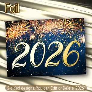 Invitation En Aluminium Joyeux Nouvel An 2026 Feu d'artifice Noël