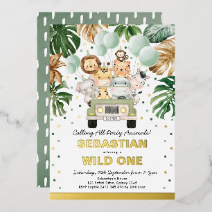 Invitation En Aluminium Jungle Safari Fête Animaux Sauvage Anniversaire