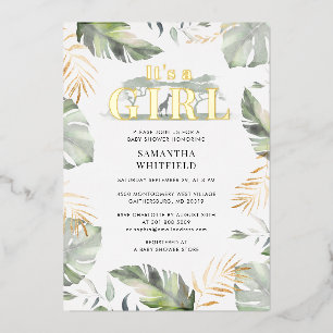 Invitation En Aluminium Jungle Safari Fille Girafe Baby Shower Or