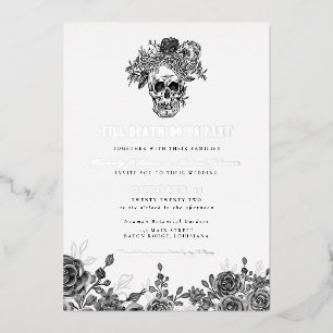 Invitation En Aluminium Jusqu'à ce que la mort nous sépare Crâne Mariage