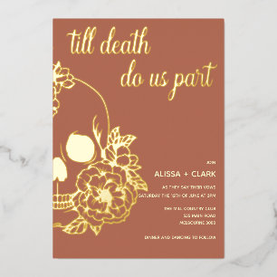 Invitation En Aluminium Jusqu'à ce que la mort nous sépare Crâne Moderne M