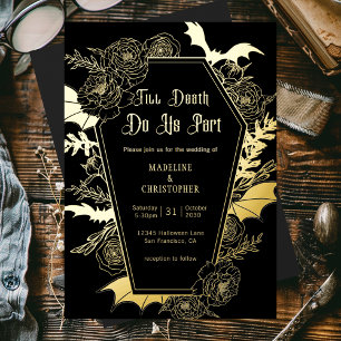 Invitation En Aluminium Jusqu'à ce que la mort nous sépare Mariage gothiqu