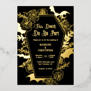 Invitation En Aluminium Jusqu'à ce que la mort nous sépare Mariage gothiqu