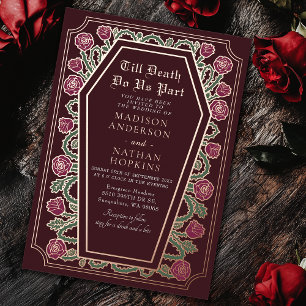 Invitation En Aluminium Jusqu'à ce que la mort nous sépare Rose Rouge Mari