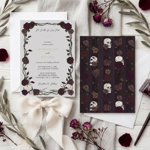 Invitation En Aluminium Jusqu'à la mort Roses gothiques de Bourgogne gris