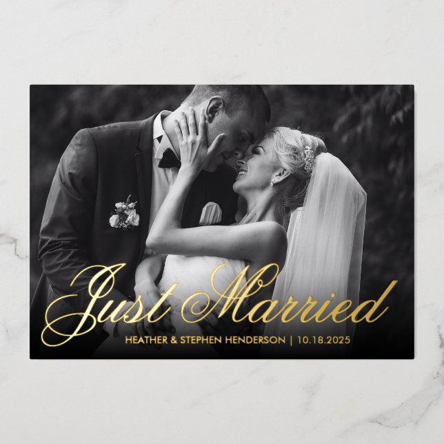 Invitation En Aluminium Juste marié | Elégante Réception de mariage photo (Recto)