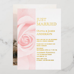 Invitation En Aluminium Juste Marié Gold Texte Rose Rose Mariage Réception