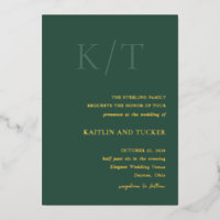 Kaitlin Hunter Green Bold Monogram Mariage élégant
