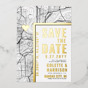 Invitation En Aluminium Kansas City Love Locator   Mariage Enregistrer la 