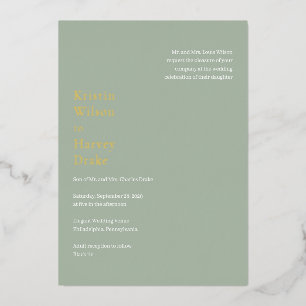 Invitation En Aluminium Kristin Sage Green Mariage moderne