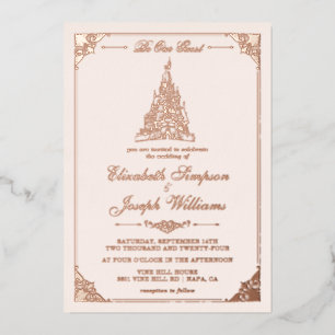 Invitation En Aluminium La beauté et la bête   Fairy Tale Castle Mariage