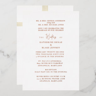 Invitation En Aluminium La Croix Devant Nous Or Deux Parents Mariage