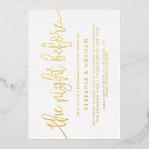 Invitation En Aluminium La Nuit Avant le Dîner de Répétition en Feuille d'