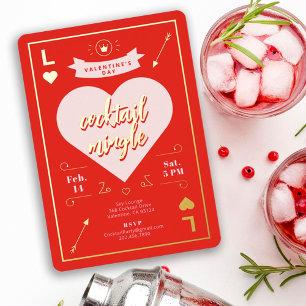 Invitation En Aluminium La Saint-Valentin Rouge Fête Cœur et Amour Rouge