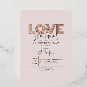 Invitation En Aluminium L'amour est dans l'Air Valentine's Day Party Rose 