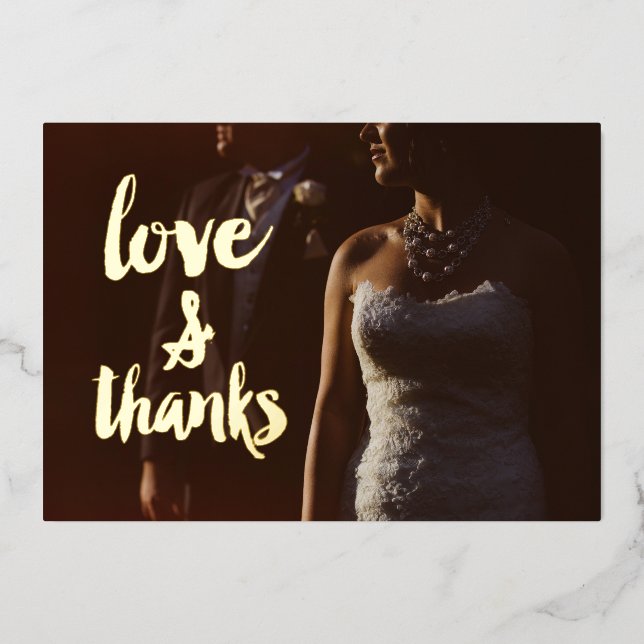 Invitation En Aluminium L'amour et merci Photo Merci Mariage (Recto)