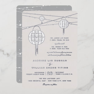 Invitation En Aluminium Lanternes simple double bonheur Mariage chinois