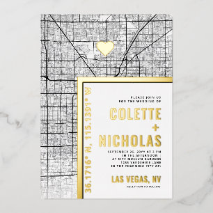 Invitation En Aluminium Las Vegas Love Locator Mariage sur le thème de l