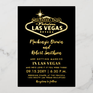 Invitation En Aluminium Las Vegas Mariage Gold Black avec informations sur