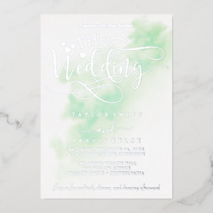 Invitation En Aluminium Lavage à l'aquarelle   Mariage au feuillet bleu et