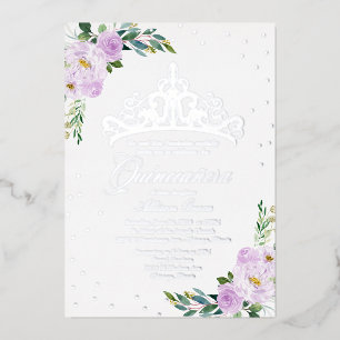 Invitation En Aluminium Lavande Florale Quinceanera