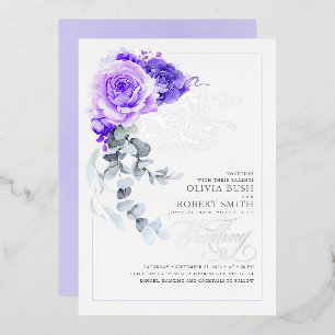 Invitation En Aluminium Lavande violet et huile d'argent Mariage de saumon