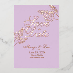 Invitation En Aluminium Lavender Green Save the Date Pressé