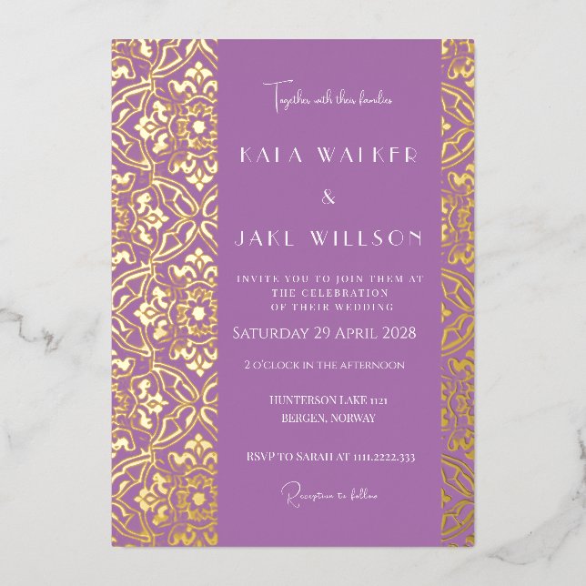 Invitation En Aluminium Lavender Love Italian Tile (Retro-Dotted) (Recto)