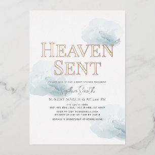 Invitation En Aluminium Le ciel a envoyé Blue Cloud Boy Baby shower