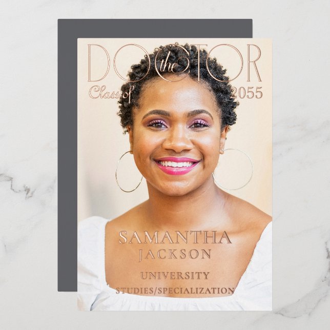 Invitation En Aluminium Le magazine photo Docteur Chic Doctoral (Recto/Verso)