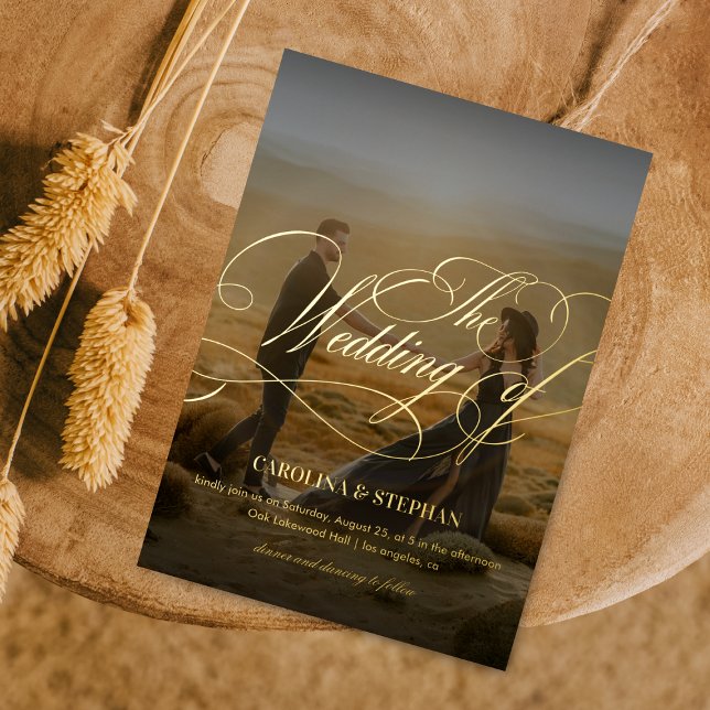 Invitation En Aluminium Le Mariage de | Calligraphie moderne Script & phot (Créateur téléchargé)