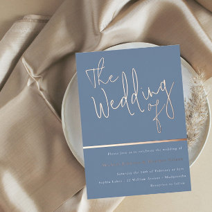 Invitation En Aluminium Le Mariage de : Dusty Blue & Real Rose Gold