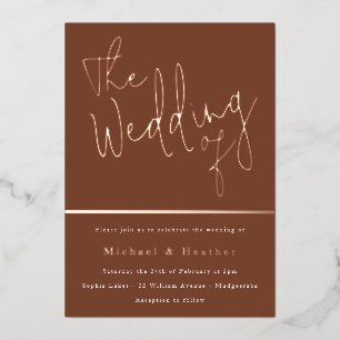 Invitation En Aluminium Le Mariage de : Terre Cuite Rouille Bohème Rose Do