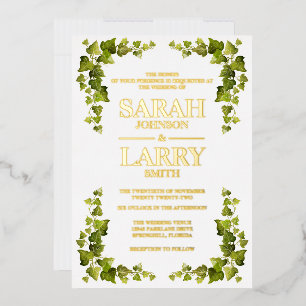 Invitation En Aluminium Leaf ivoire et Mariage traditionnel or élégant