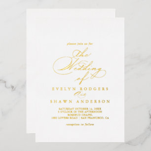 Invitation En Aluminium L'élégant Mariage élégant de calligraphie d'or