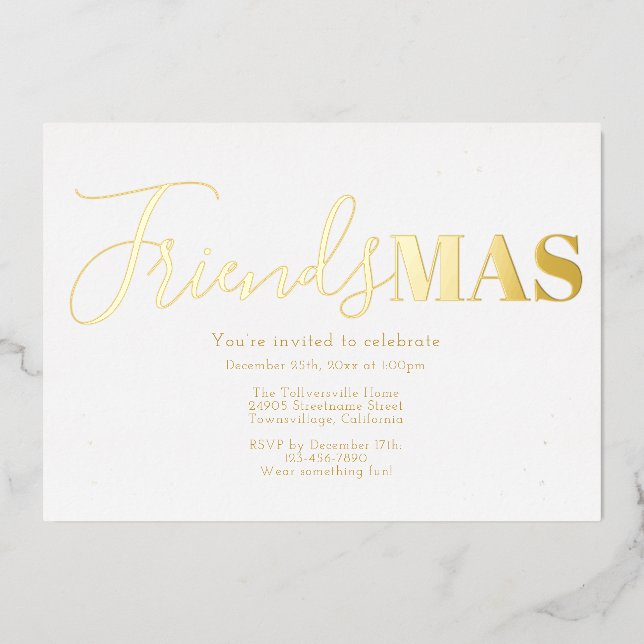 Invitation En Aluminium Les amies de l'or Noël (Recto)