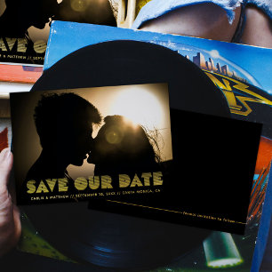 Invitation En Aluminium les années 70 Type linéaire rétro Enregistrer la d