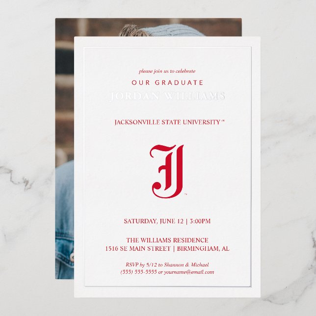Invitation En Aluminium Licence de l'Université d'État de Jacksonville (Recto/Verso)