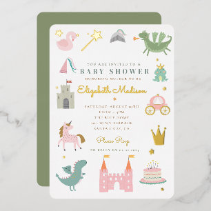 Invitation En Aluminium Licorne de conte de fées pour Baby Shower
