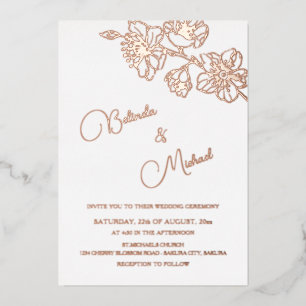 Invitation En Aluminium Ligne artistique florale en or rose Mariage phot