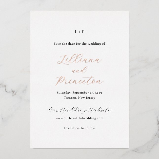 Invitation En Aluminium Lilliana Elegant Modern Wedding Enregistrer la dat (Recto)