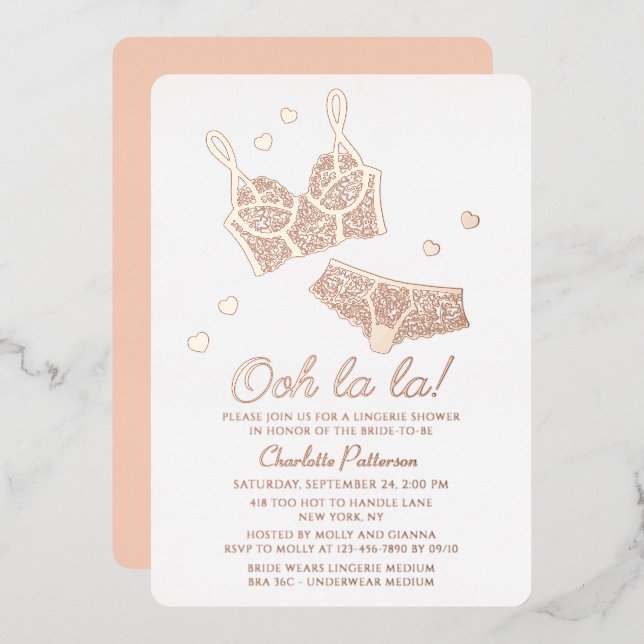 Invitation En Aluminium Lingerie Fête des mariées Panty Bachelorette (Recto/Verso)