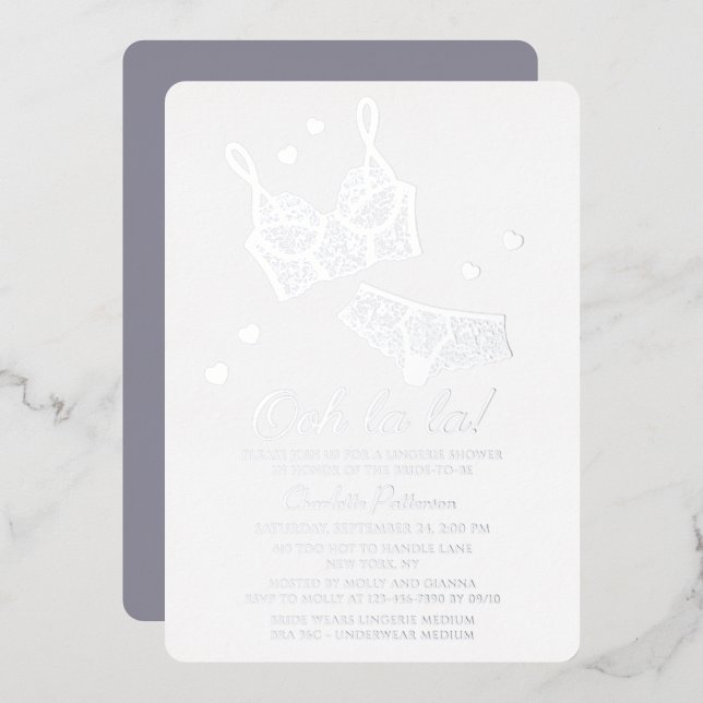 Invitation En Aluminium Lingerie Fête des mariées Panty Bachelorette (Recto/Verso)
