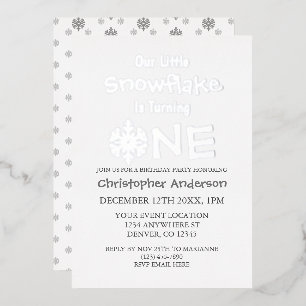 Invitation En Aluminium Little Snowflake 1er anniversaire