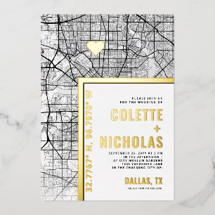 Invitation En Aluminium Localisateur d'amour à Dallas, Texas   Mariage sur