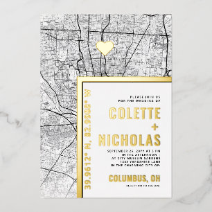 Invitation En Aluminium Localisateur d'amour Columbus Ville Mariage à th