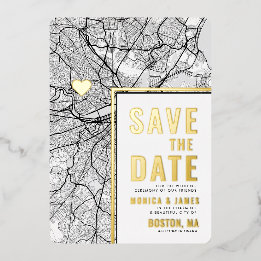 Invitation En Aluminium Localisateur d'amour de Boston | Plan de ville Sau