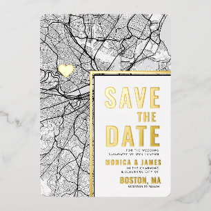 Invitation En Aluminium Localisateur d'amour de Boston   Plan de ville Sau